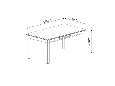 Mesa 140x80 de jantar em madeira acabamento com toque acetinado em cera natural e branco lavado | Coleção England